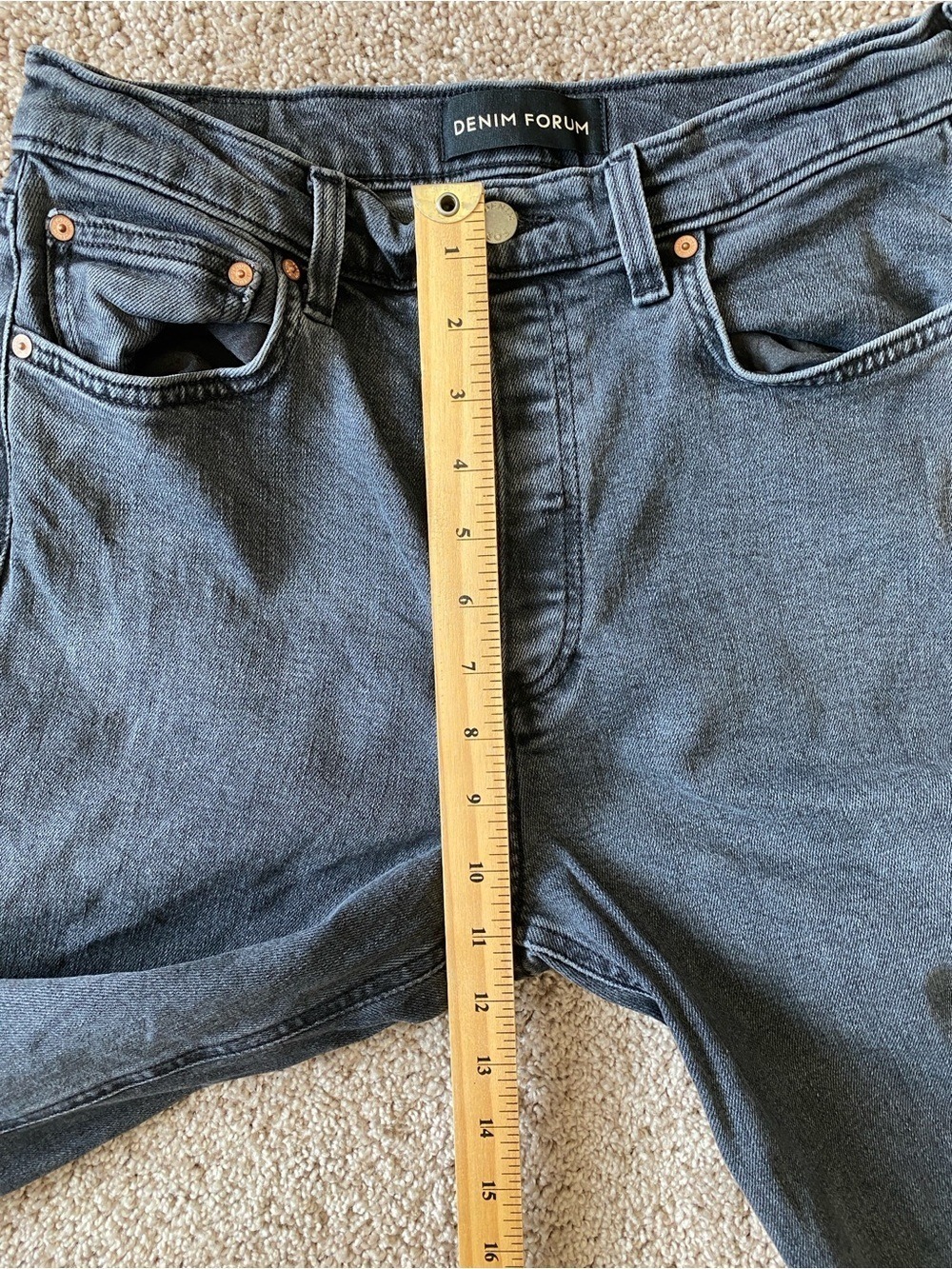 Denim Forum The Arlo High Rise Straight 28L Jeans Size 28 Washed Black - Picture 12 of 13